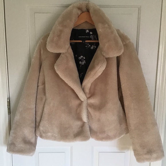 Cream Who What Wear Teddy/faux fur jacket Sz 1x - Picture 2 of 6
